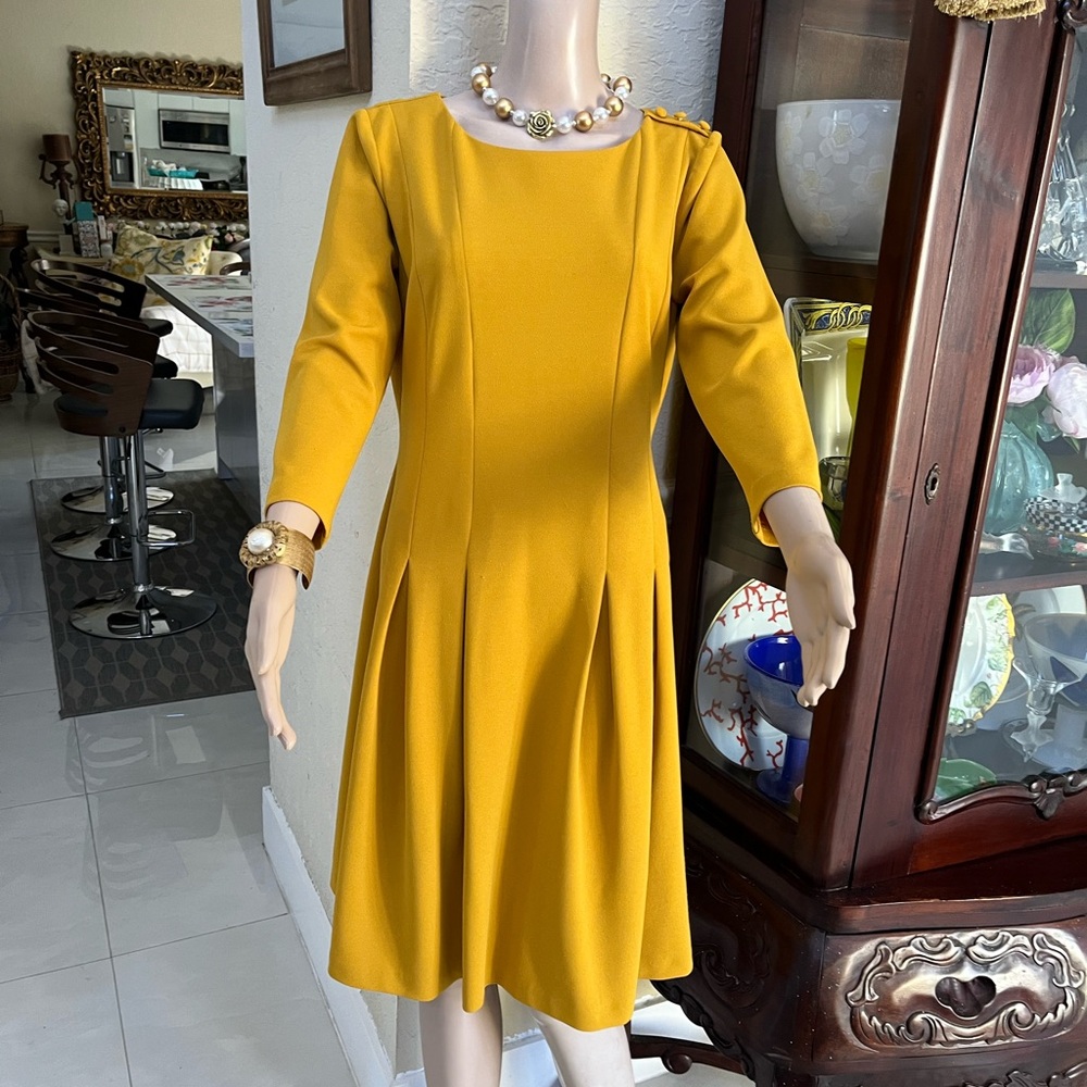 Donna Morgan Mustard Long Sleeve Dress
